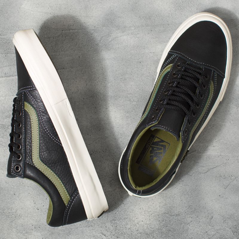 Vans Butter Leder Skate Old Skool Skateschuhe Damen Black/Green | Österreich-FUR478526