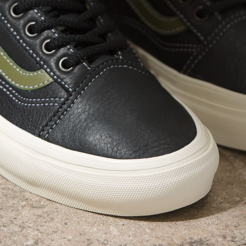 Vans Butter Leder Skate Old Skool Skateschuhe Damen Black/Green | Österreich-FUR478526