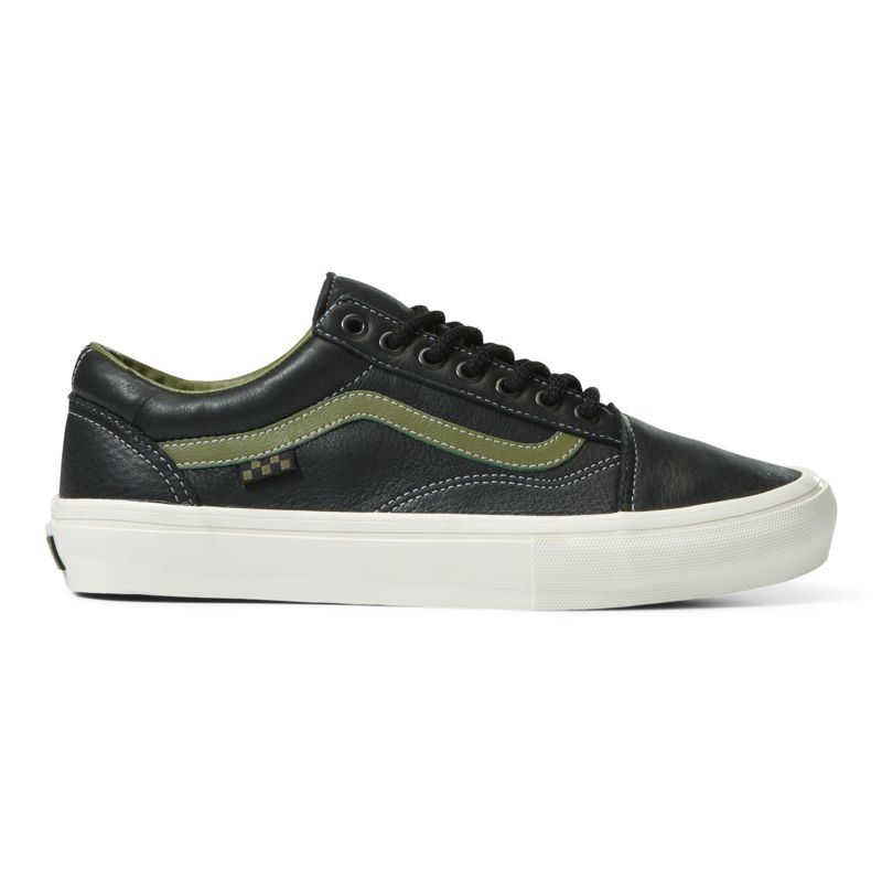 Vans Butter Leder Skate Old Skool Skateschuhe Damen Black/Green | Österreich-FUR478526