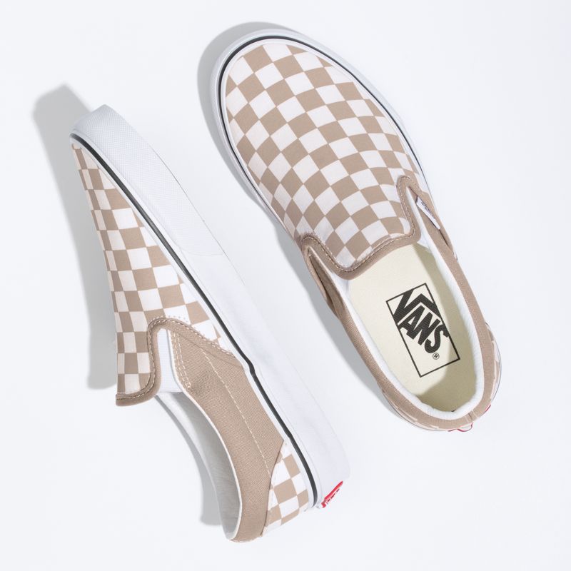 Vans Checkerboard Klassische Halbschuhe Herren Khaki/White | Österreich-LMP427539