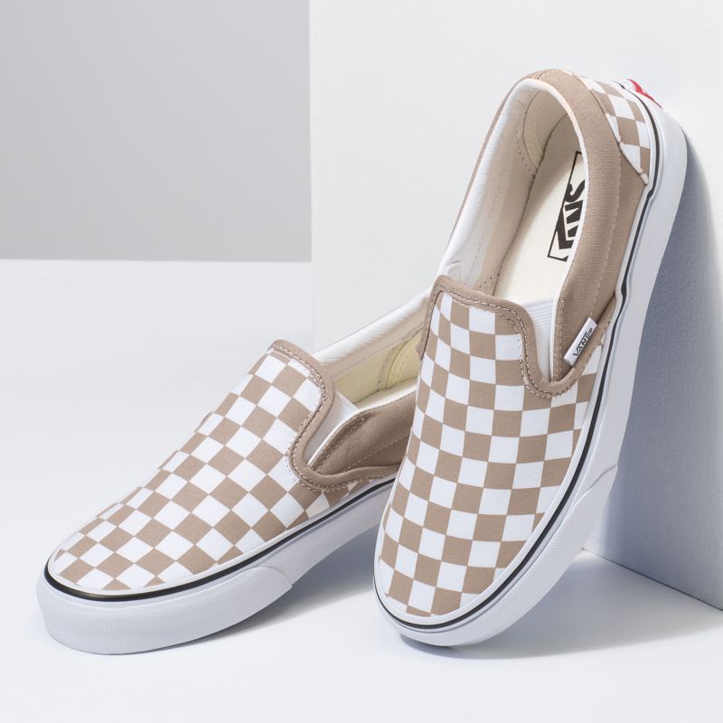 Vans Checkerboard Klassische Halbschuhe Herren Khaki/White | Österreich-LMP427539