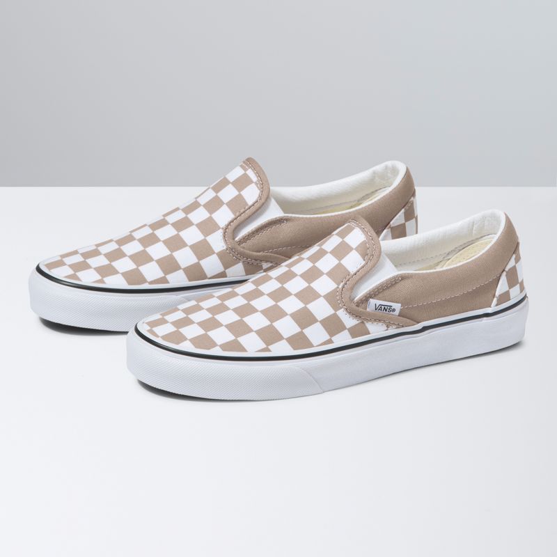 Vans Checkerboard Klassische Halbschuhe Herren Khaki/White | Österreich-LMP427539