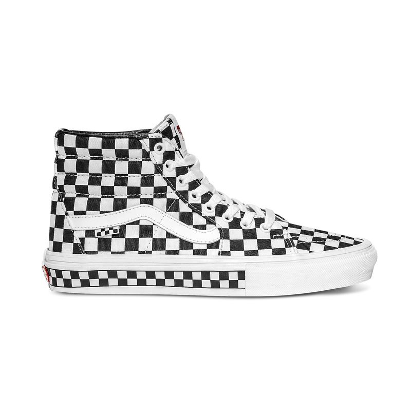 Vans Checkerboard Sk8-Hi Skateschuhe Damen White/Black | Österreich-OGD471802