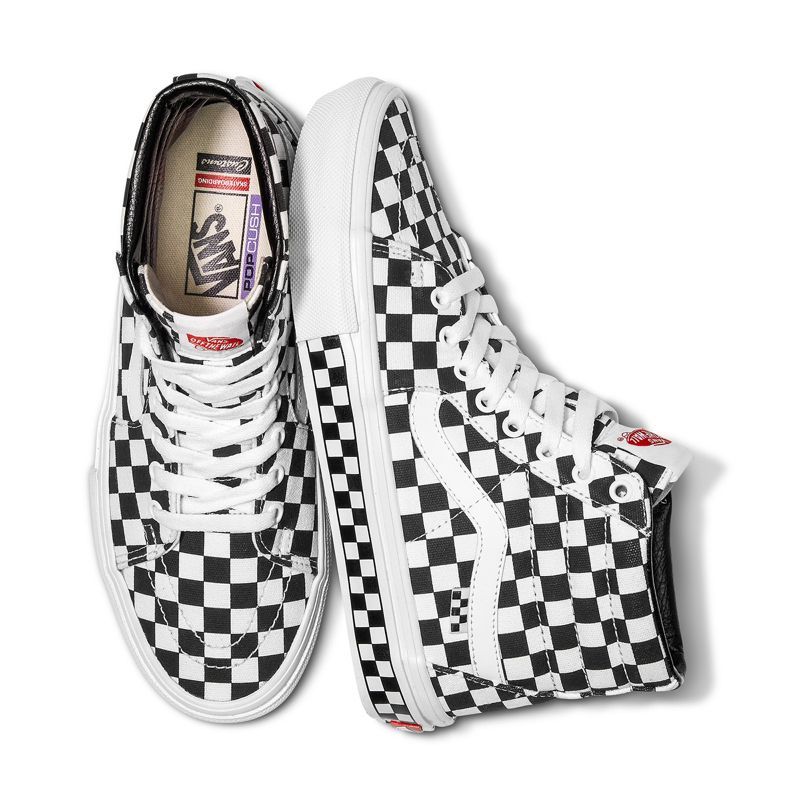 Vans Checkerboard Sk8-Hi Skateschuhe Damen White/Black | Österreich-OGD471802