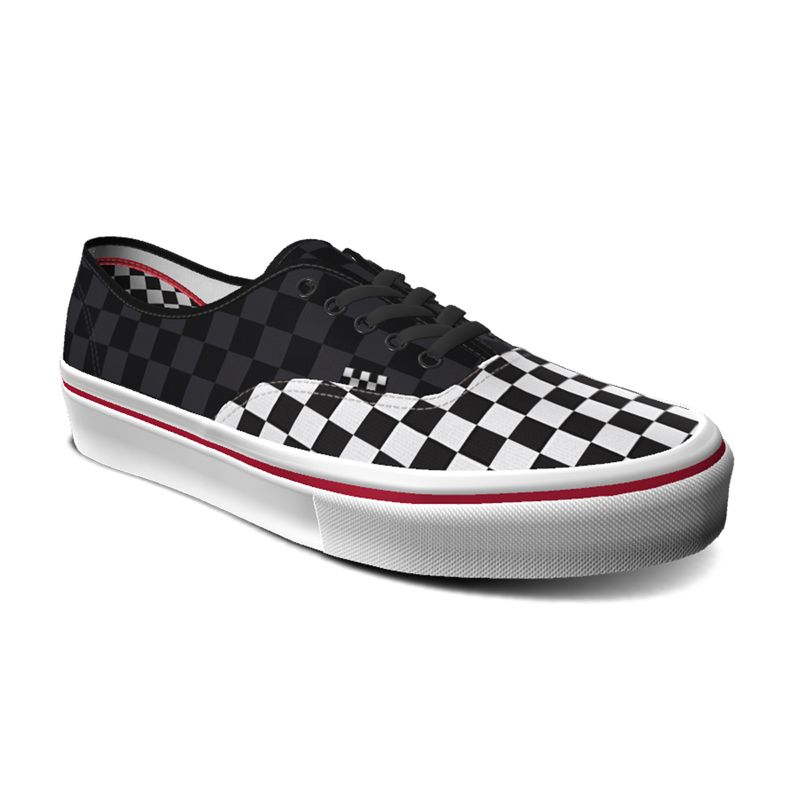 Vans Checkerboard Authentic Skateschuhe Herren White/Black | Österreich-EFV567023