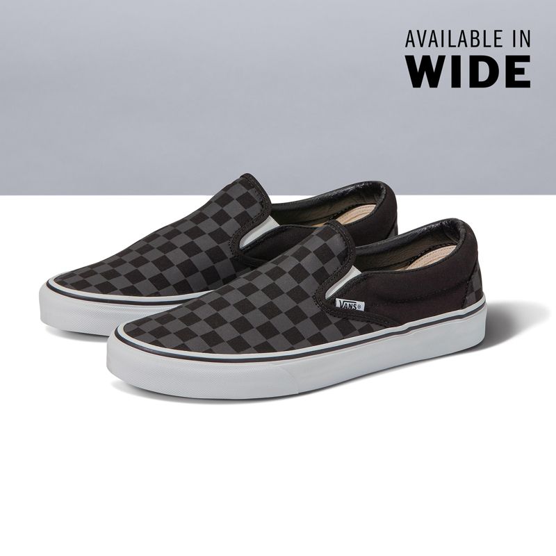 Vans Checkerboard Weite Halbschuhe Herren Schwarz | Österreich-ZFH186027