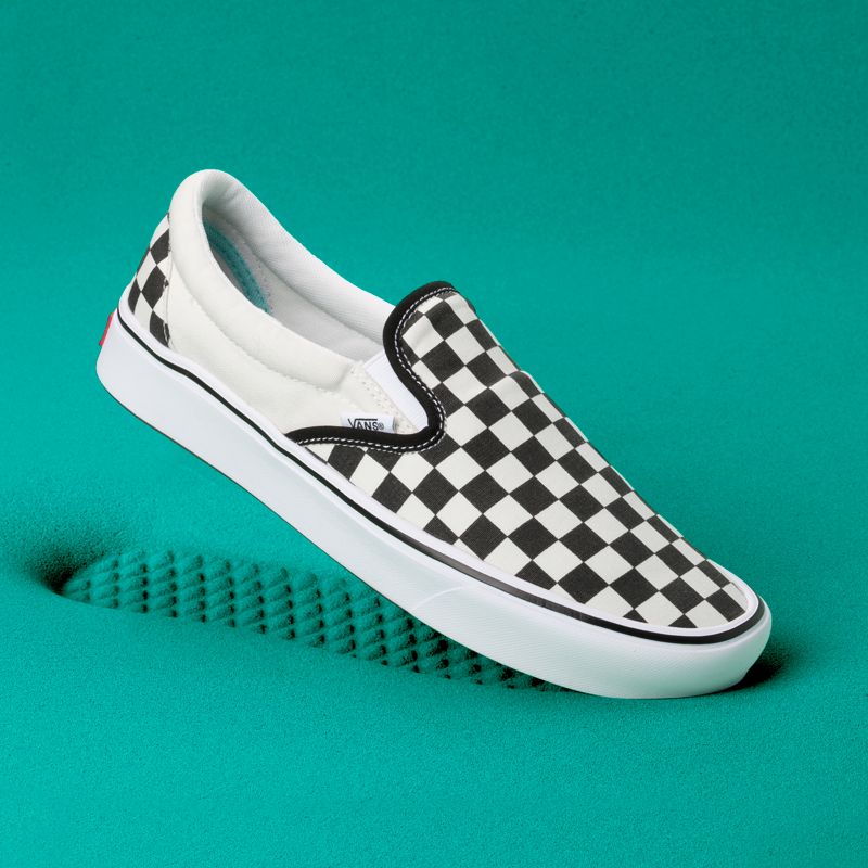 Vans ComfyCush Checkerboard Halbschuhe Herren Black/White | Österreich-RJI596783