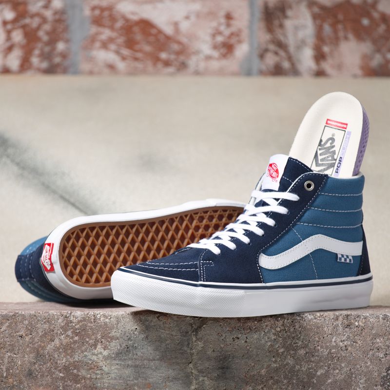 Vans Sk8-Hi Skateschuhe Damen Navy/White | Österreich-GQA302579